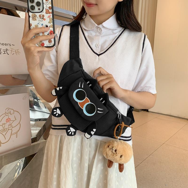 Сумка на груди с изображением кошки, женская сумка через плечо для улицы, сумка для мобильного телефона, маленькая сумка через плечо для девочек