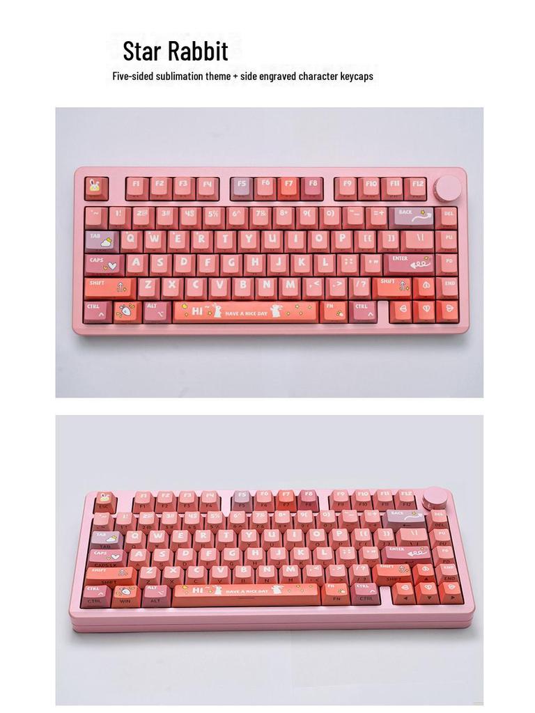 Гравированные колпачки для ключей LEOBOG: Оригинальная высота, пятисторонний сублимационный материал PBT, персонализированные колпачки для клавиатуры, полный малый набор.