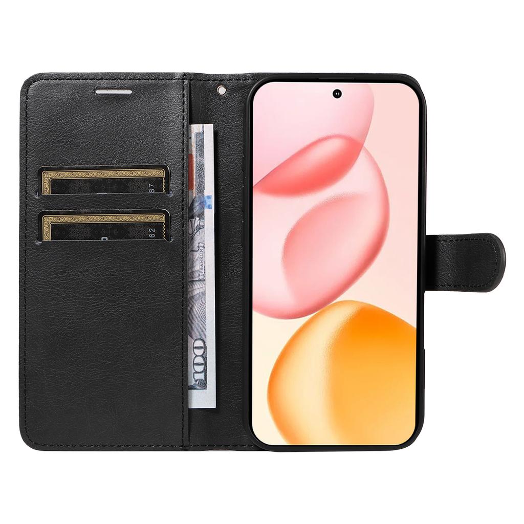 For Honor 400 5G (Глобальный) Кожаный чехол-кошелек с ремешком Однотонный чехол-подставка для телефона