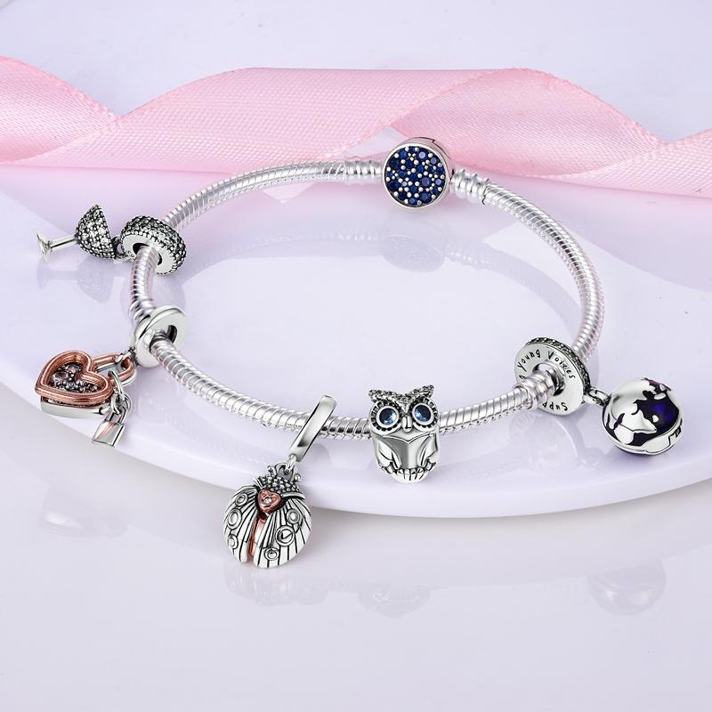 Модный тренд 925 Серебряная змея цепочка застежка браслет шарм подходит оригинальный кулон из бисера DIY изготовление ювелирных изделий для женщин подарок на день рождения