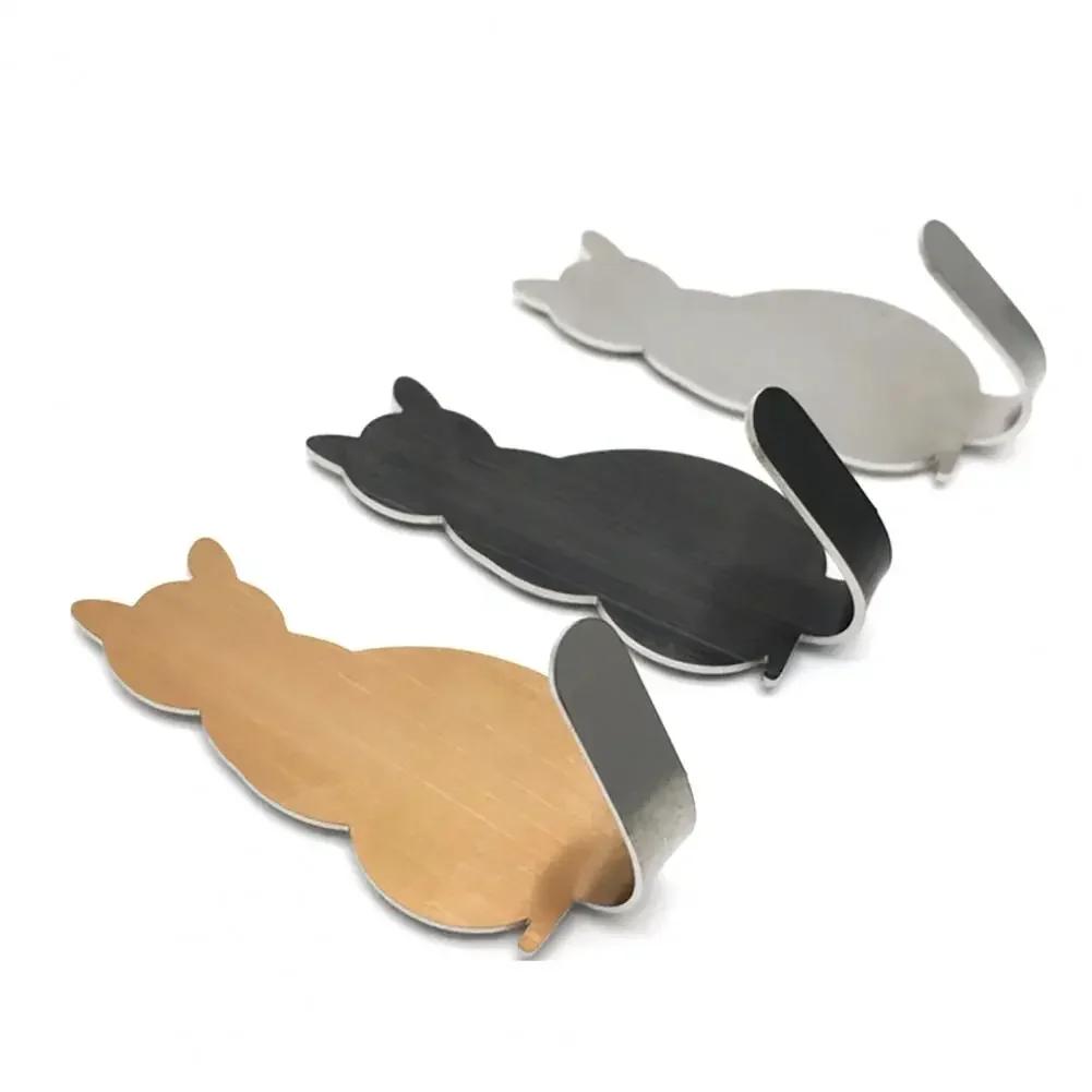 2шт креативные настенные вешалки для ключей в форме кошки крючки из нержавеющей стали без гвоздей самоклеящиеся настенные крючки для полотенец