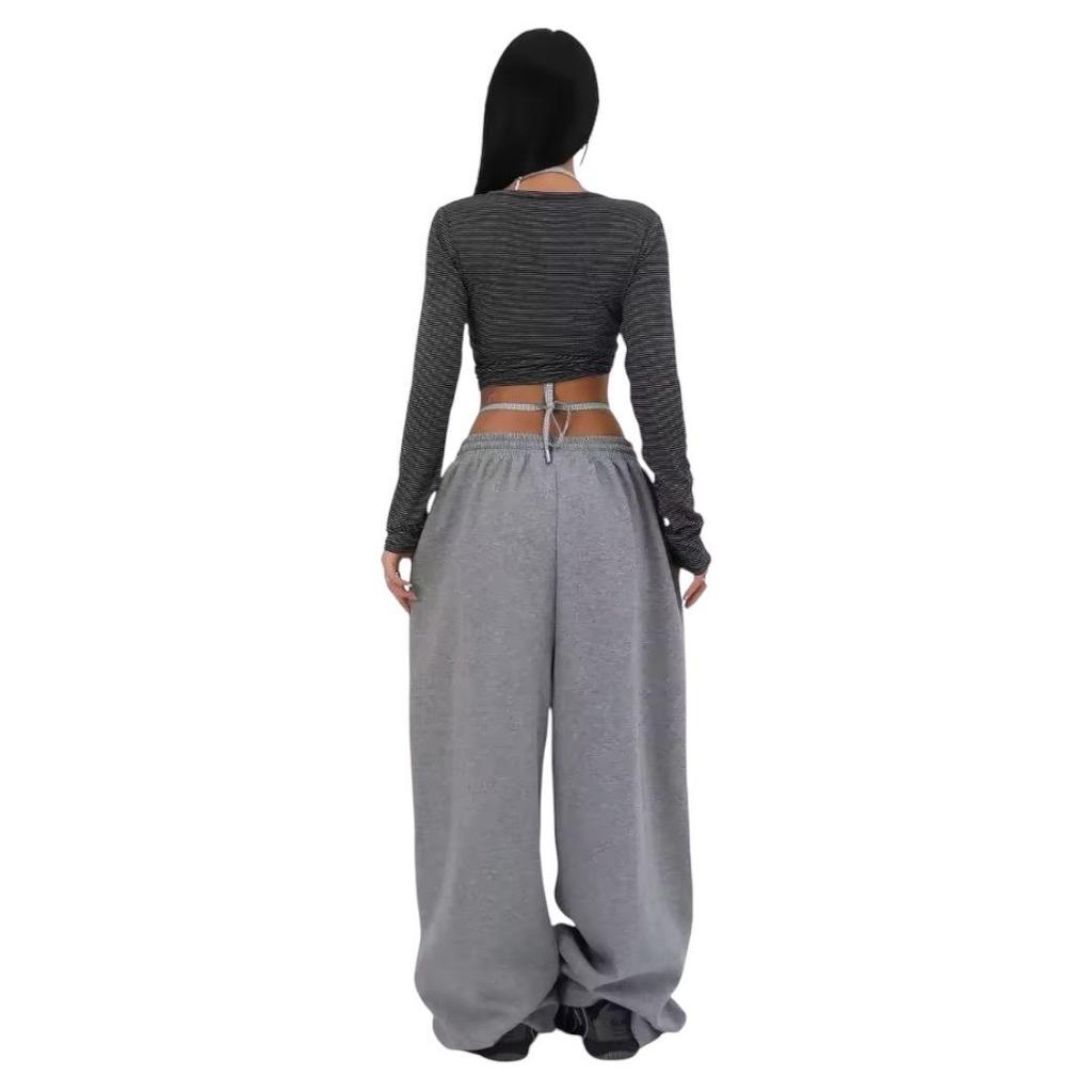 Women's 2025 Spring/Autumn Street Dance Casual Wide-Leg Sweatpants: Loose Fit, Straight-Leg Versatile Pants