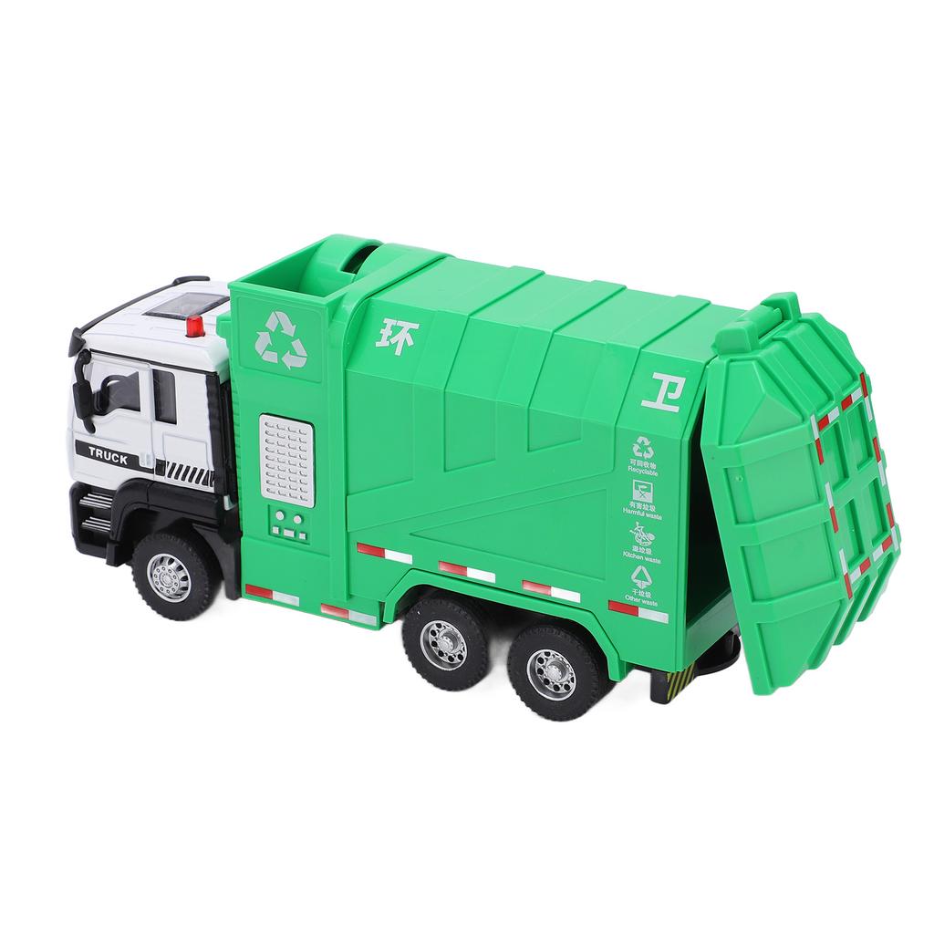 Игрушка Мусоровоз Многофункциональная 1:50 игрушечных машинок из сплава с откидным механизмом и 4 мусорными баками