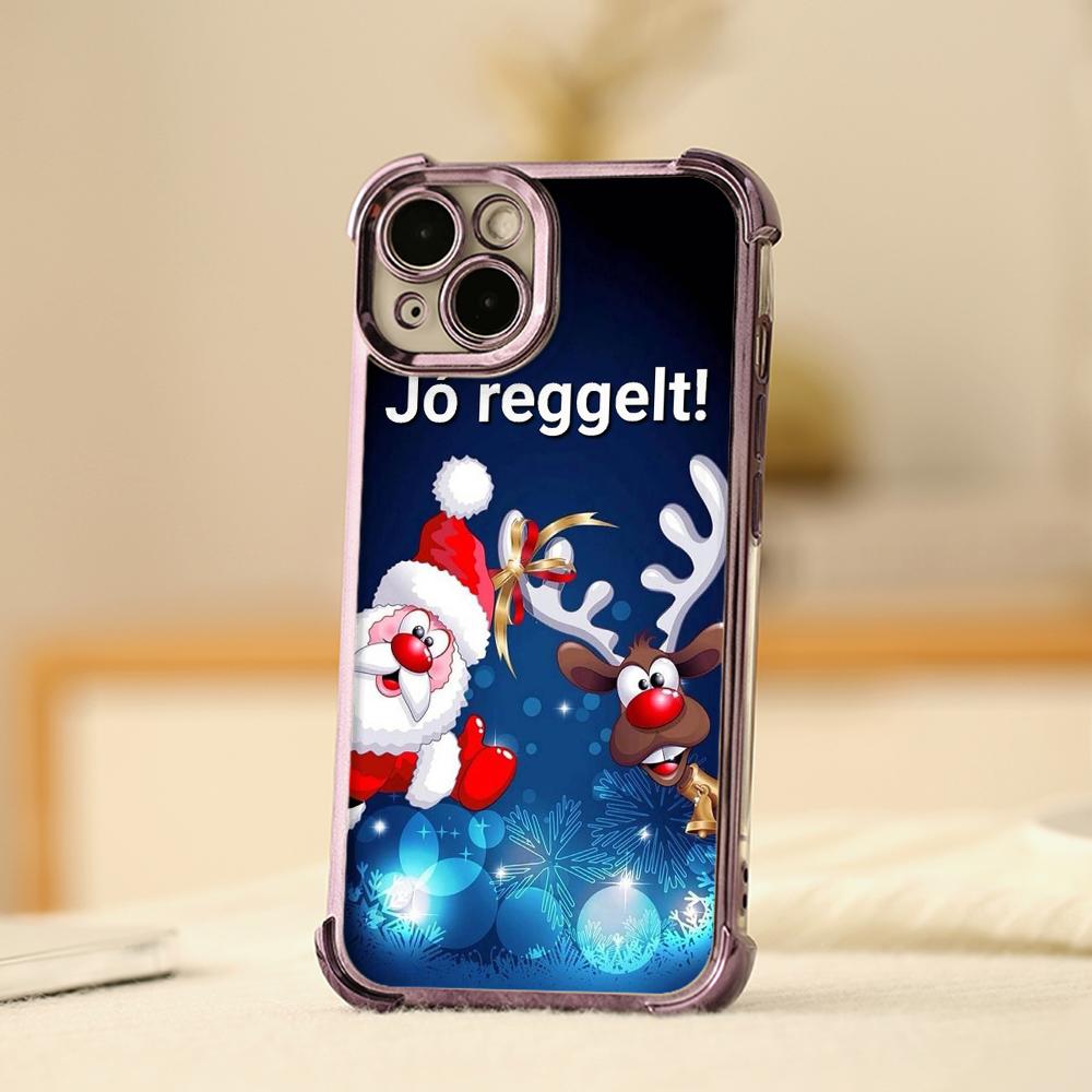 Чехлы для телефонов Ae117 Merry Christmas Happy New Year с гальваническим покрытием из ТПУ для iPhone 16 15 13 11 Pro Max Infinix Smart 8 с защитой на четыре угла