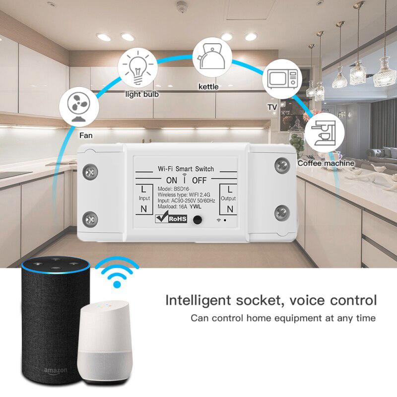 Smart wireless switch with home WiFi, voice-controlled device, compatible with Alexa and Google Home speakers