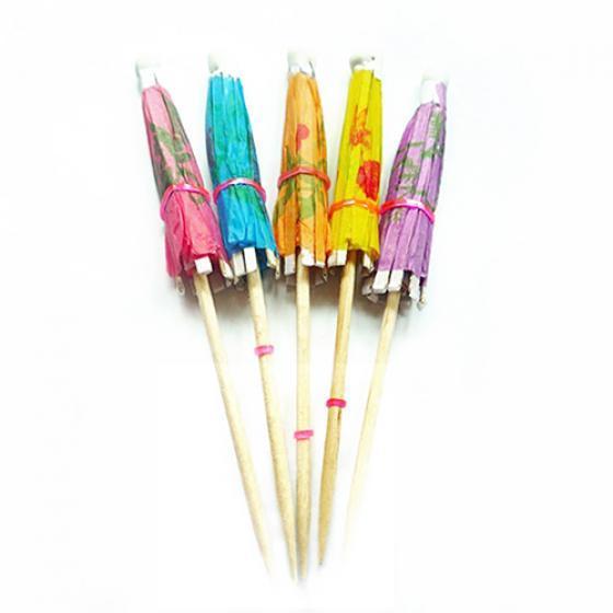 50Pcs Mixed Color Mini Umbrellas Parasol Snack Cocktail Party Pick Decoration ARI