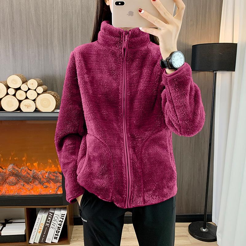 Унисекс флисовая толстая куртка - подкладка из кораллового флиса для осени и зимы