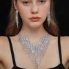 Zircon Necklace Earrings Set European and American Fashion Charm Bride Wedding Fringe Jewelry Set