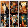 Abstract Diamond Painting Art _Cat and Girl_ Rhinestone Mosaic Cross Stitch Kit DIY Hobbies Handmade Embroidery Home Decoration