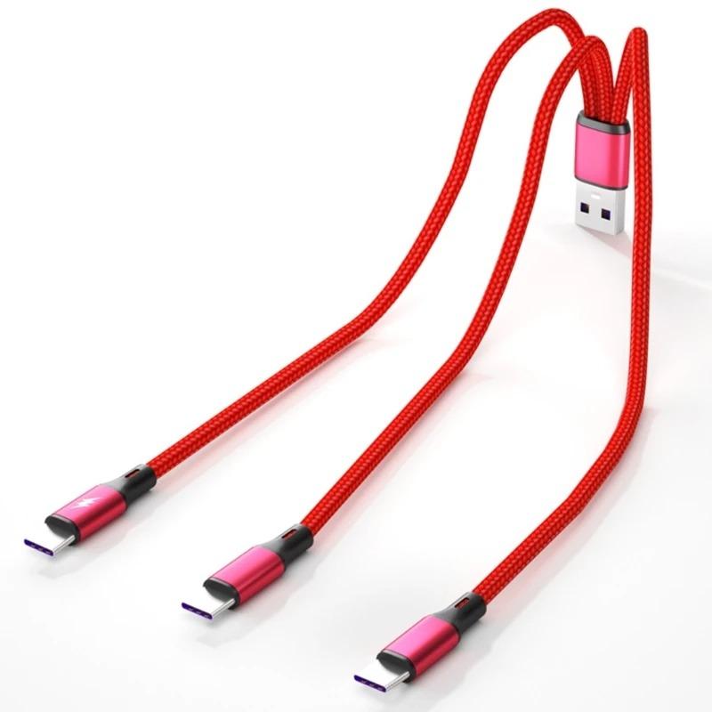 Кабель USB 3 в 1, кабель питания с разъемом USB на 3x Type-C, провод для быстрой зарядки, удлинитель