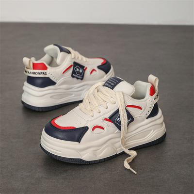 CRLAYDK 2024 женские кроссовки на платформе из искусственной кожи, удобные модные повседневные прогулочные туфли на шнуровке, симпатичные низкие теннисные туфли для леди