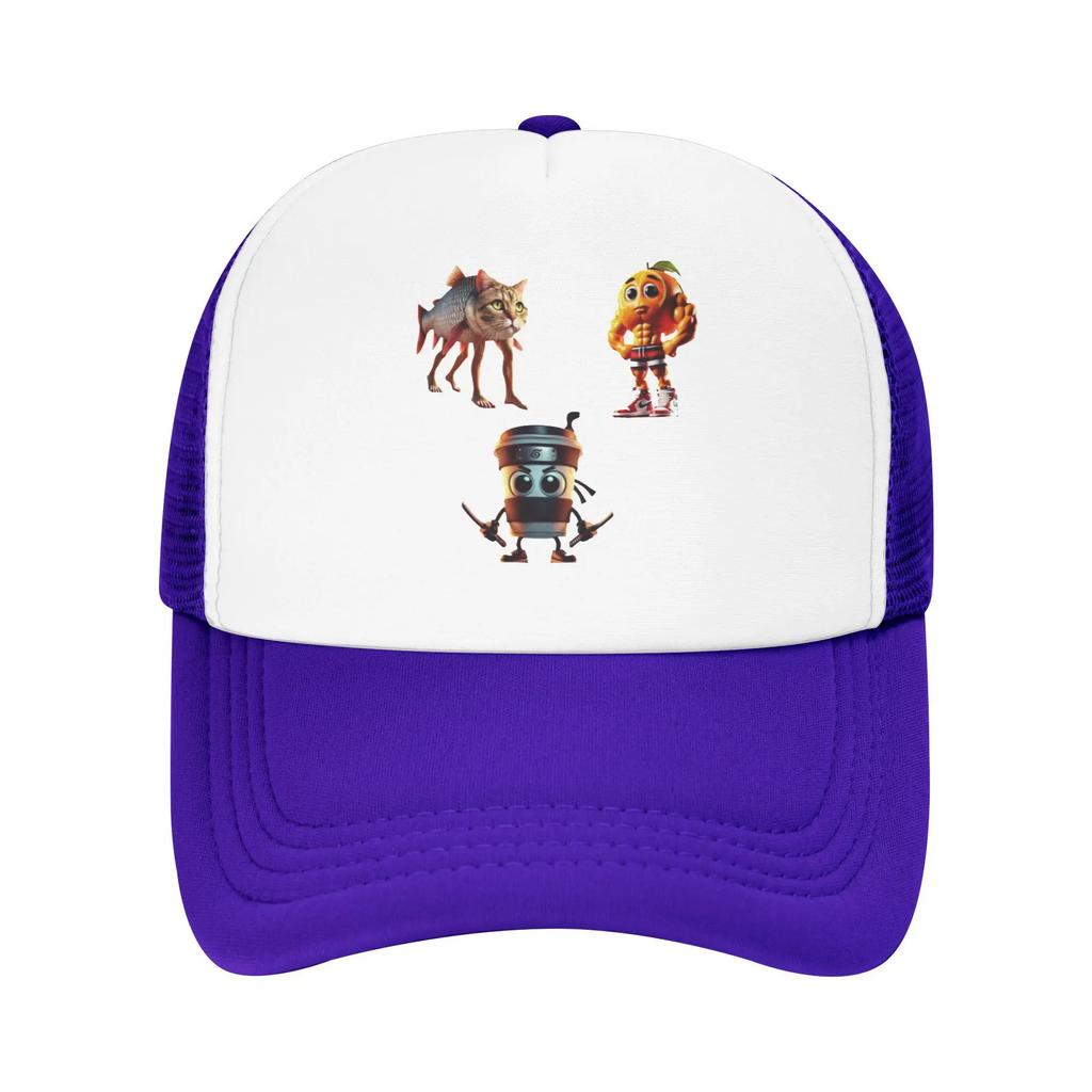 Italian Brainrot Pack Character combinations Muscles Orange Fish Cat Mesh Baseball Caps Funny Womens Printing Unisex Trucker Cap