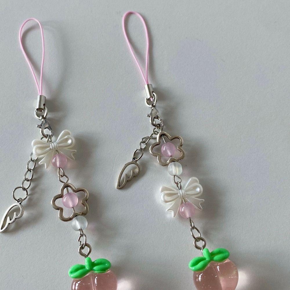 Прозрачный шнурок для телефона в виде клубники, милый ремешок для телефона Y2K, брелок для мобильного телефона