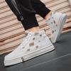 Men's New Canvas Checkerboard Breathable Flat Mid-top Lace-up Durable High-quality Versatile and Fashionable Sneakers
