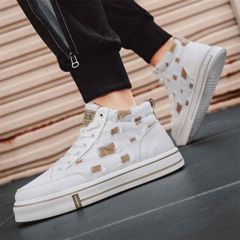 Men's New Canvas Checkerboard Breathable Flat Mid-top Lace-up Durable High-quality Versatile and Fashionable Sneakers