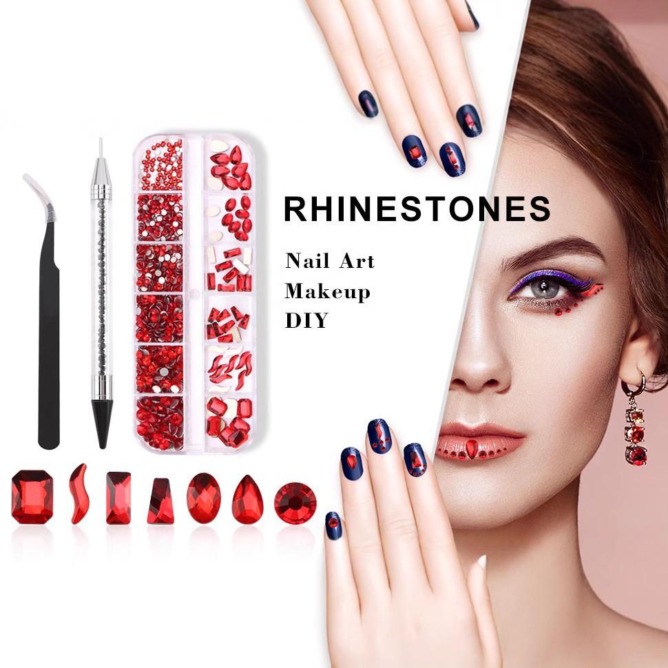Amazon 12-Grid Nail Art Набор бриллиантов особой формы, Love Horse Eye Плоское дно Бриллиант особой формы Diy Nail Art Украшение
