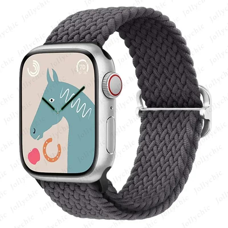 Нейлоновый ремешок для Apple Watch Ultra 2 49 мм 40 мм 44 мм 41 мм 38 45 мм Эластичный плетеный браслет-петля для iWatch Series 9 8 7 6 SE 5 4