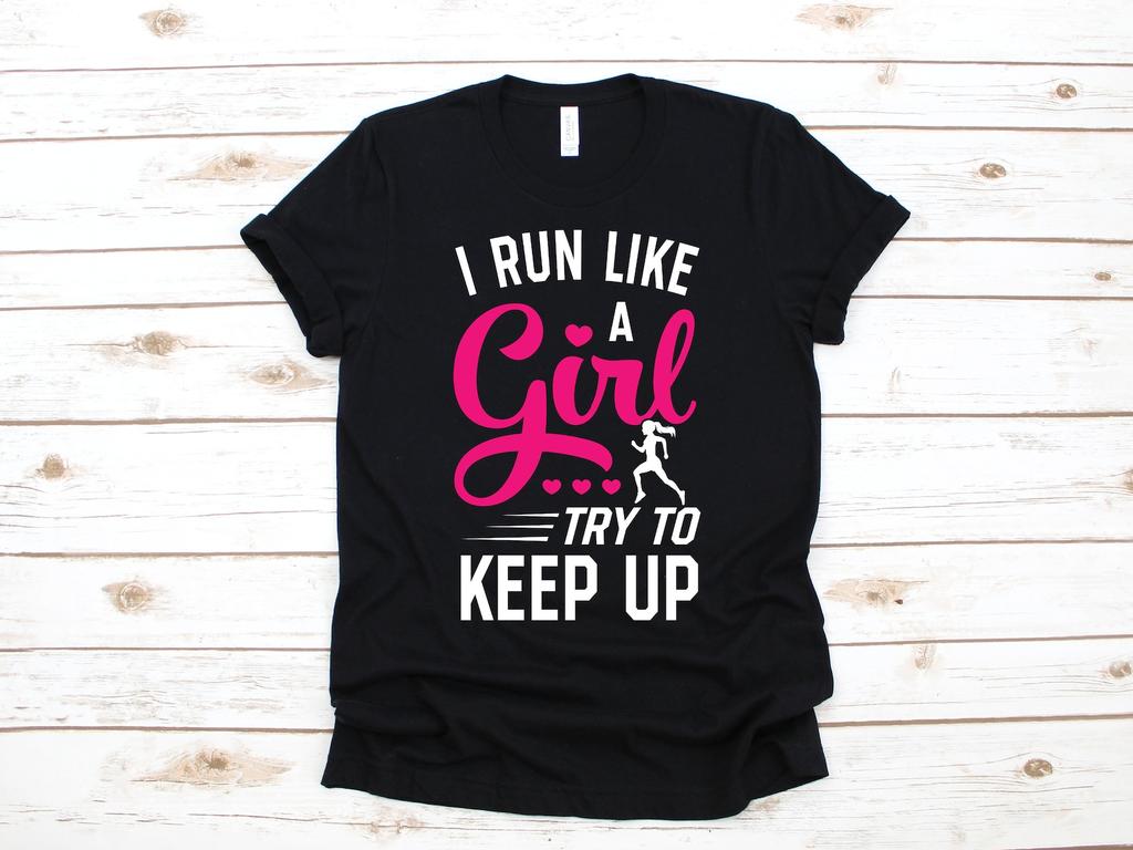 Run Like A Girl T-Shirt, Girl Runner, Jogging Tee, Marathon Tank Top, T-shirt, T-shirt,T-shirt, Kids Tee Apparel Gift