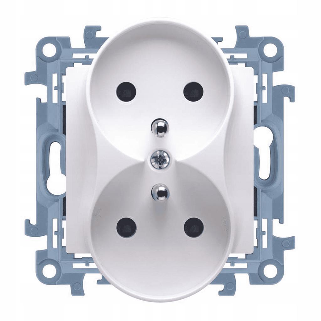 Double Electrical Socket Kontakt-Simon Simon 10 White With Grounding 1 Pc