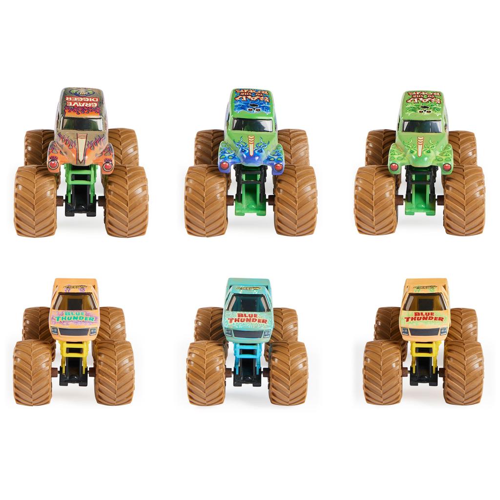 Monster Jam, Набор из 2 монстр-траков Mystery Mudders, Официальный 1:64 литых автомобиля, вымойте, чтобы увидеть (Стили различаются), Детские игрушки для мальчиков от 3 лет