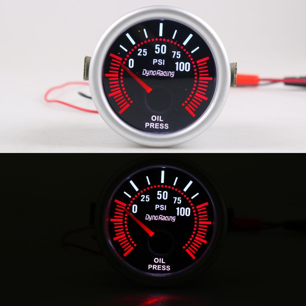 Dynoracing 2'' 52mm Universal Smoke Lens Oil Pressure Gauge 0-100PSI 12V LED With Oil Press Sensor Car Gauge BX101314