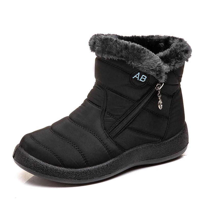 Fashion Women Boots Snow Keep Warm Shoes Woman Waterproof Platform Boots Zipper Boots Ladies Flat Fashion Botas Mujer Winter Boot Female