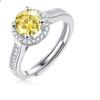 Silver S925 Inlaid With 1ct Yellow Moissanshiho Inlaid Round Ring New Adjustable Mouth