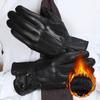 1 пара мужских зимних осенних перчаток из искусственной кожи для вождения, сохраняющих тепло, флисовые тактические перчатки, черные водонепроницаемые перчатки для спорта на открытом воздухе