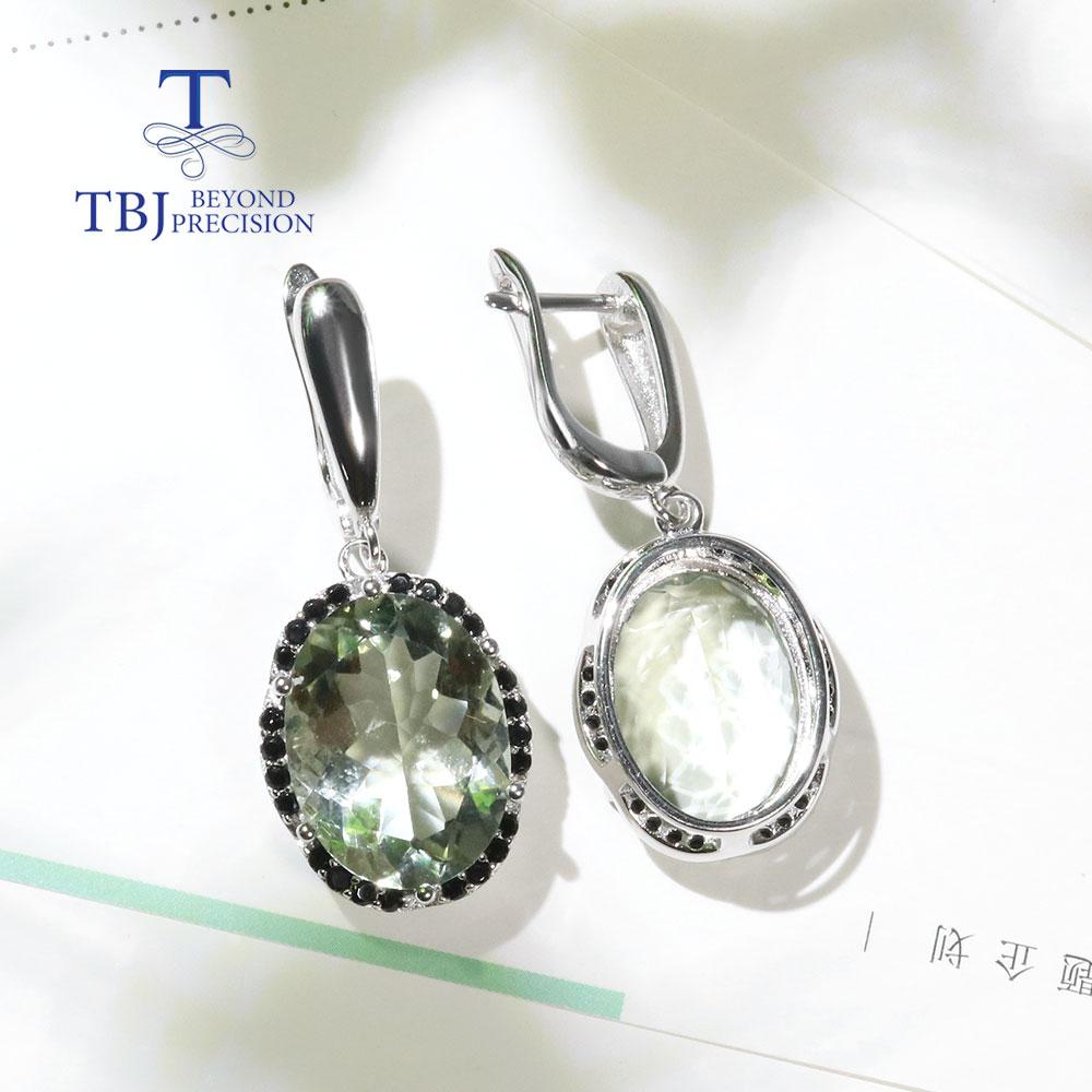 Новый!Серьги-подвески с натуральным бразильским зеленым аметистом BL, настоящие драгоценные камни, овальные 12*16 мм, комплект ювелирных изделий из стерлингового серебра 925 пробы, изысканные ювелирные изделия