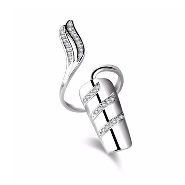 Очаровательное женское кольцо с цветком для ногтей, серебряное кольцо для ногтей, модные женские ювелирные изделия в подарок