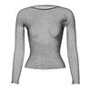 Женские прозрачные черные сетчатые рубашки Fishnet Новая мода Боди-чулок Ночная рубашка Сетчатая с вырезами Сексуальное нижнее белье с длинным рукавом