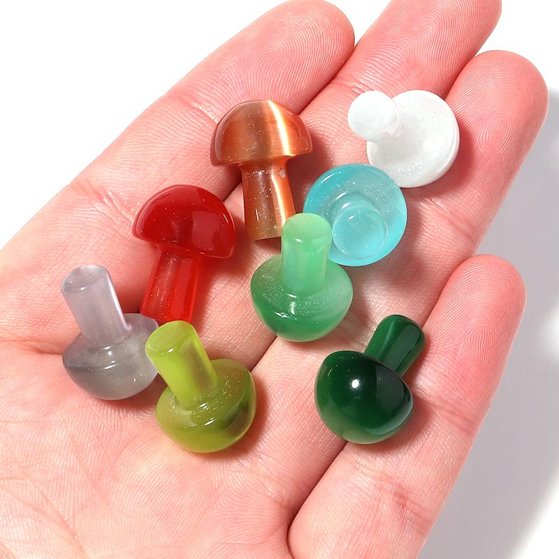 5Pcs/Lot 20×15mm Cat's Eye Beads Colorful Mushroom Shaped Nonporous Accessories For Jewelry Production Diy Charm Pendant