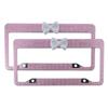 2 Pack Pink,White Bling License Plate Frame License Bracket Holder  for US Vehicle