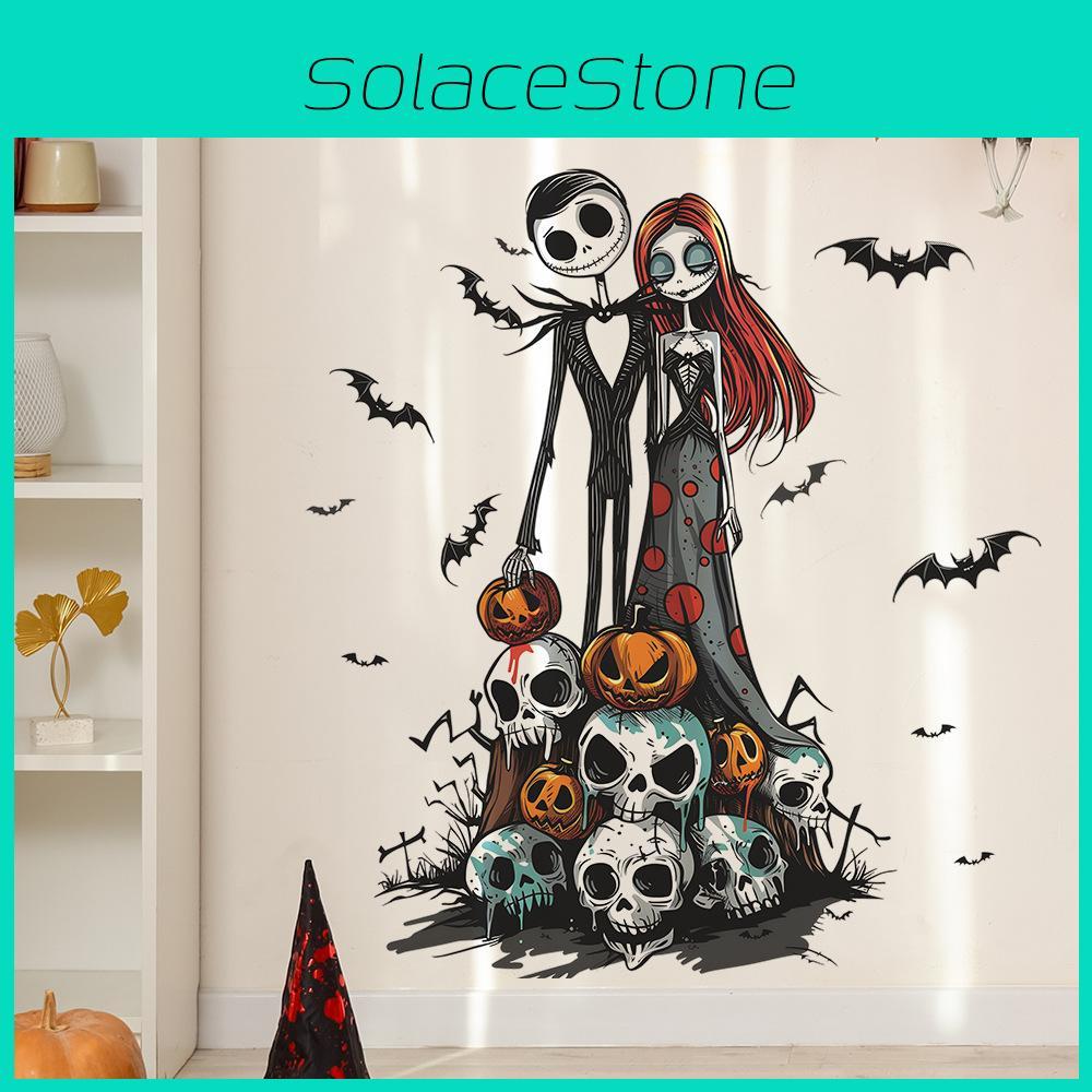 Bride Halloween Ghost Groom With Pumpkin Skeleton Wall Stickers For Home Decor