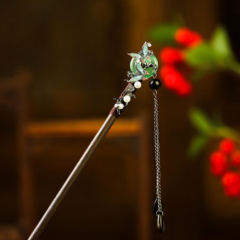 1Pc Updo New Chinese Style Tassel Ancient Headwear Tassel Hairpin Fresh Wood Flower Hairpin