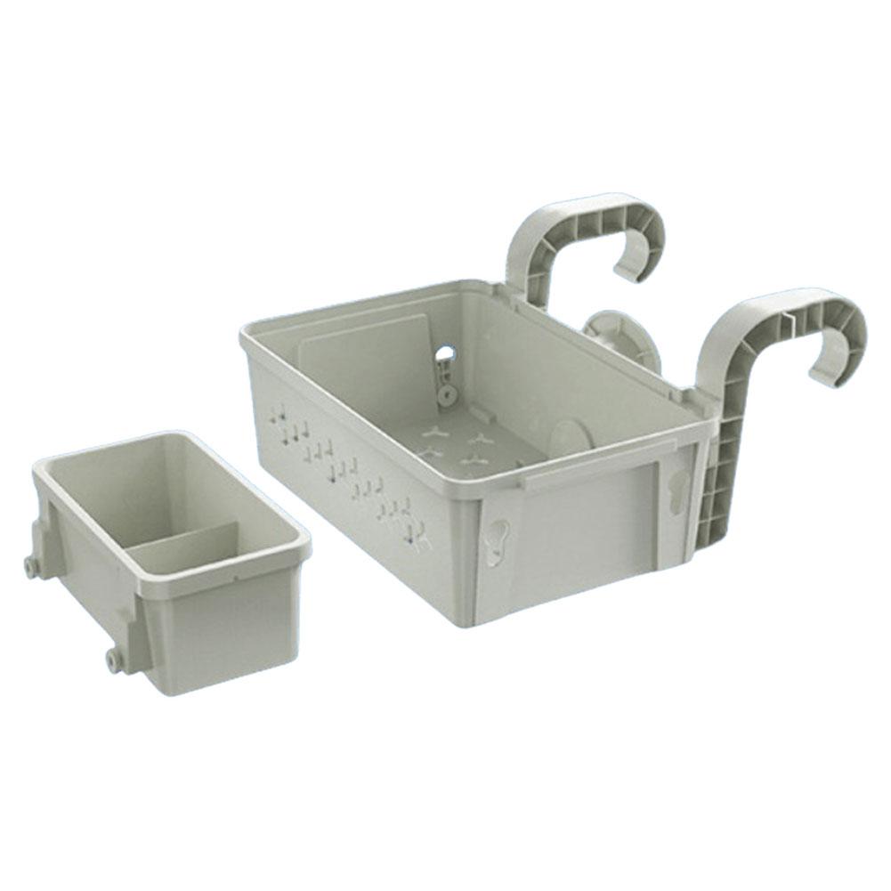 Poolside Storage Baskets with Cup Holders Fit 3-Inch Or Smaller Top Rails Ground Pool Storage Basket for Most Above Ground Pool
