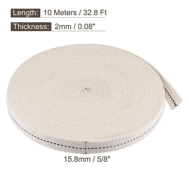 Uxcell 10 метров Фитиль для керосиновой лампы Плетеный хлопковый Фитиль для масляной лампы Сердцевина фитиля Плоский хлопковый Для освещения масляной лампой Изготовление фонарей