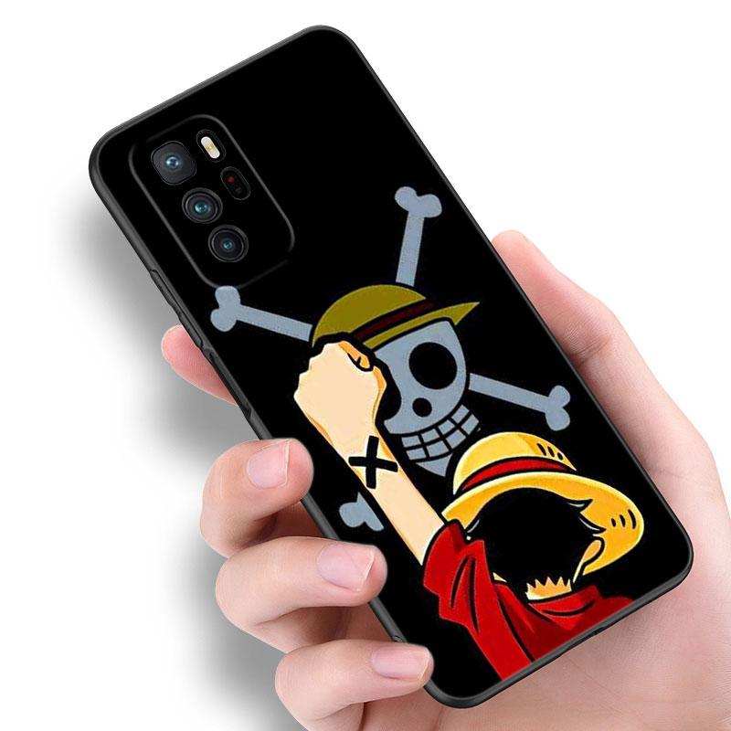 Аниме One Piece Luffy черный силиконовый чехол для телефона Xiaomi Redmi Note 10 11 11S 12 13 4G 8 9 11T Pro 5G Plus 8T 9S 10S 12S