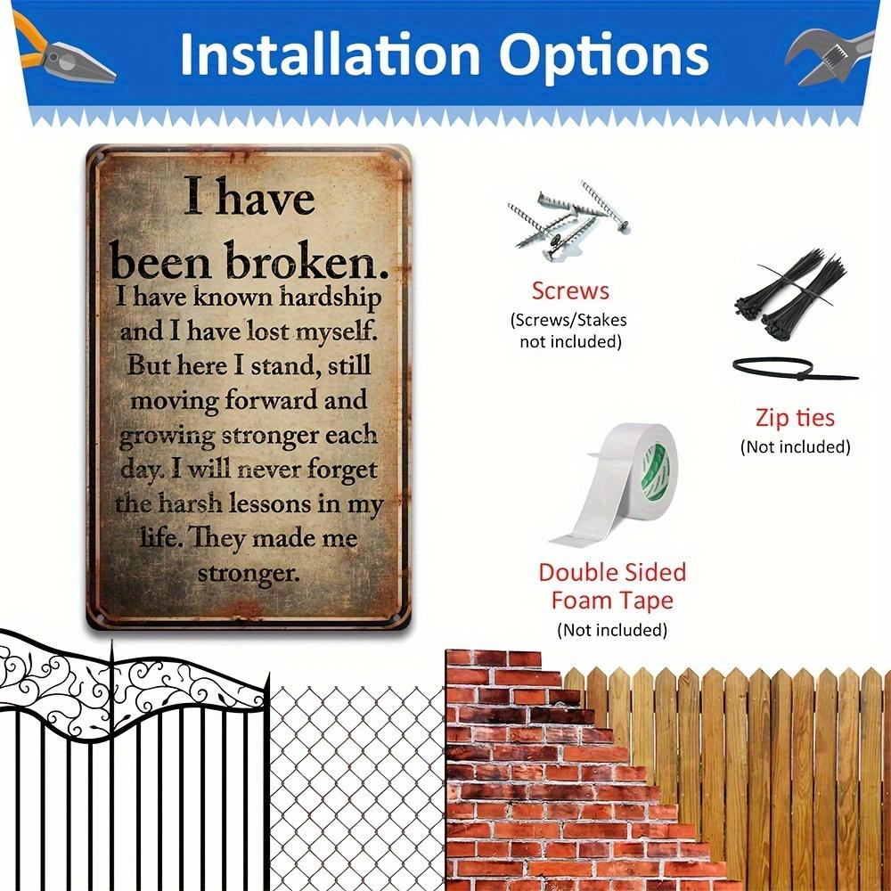 One Piece Sarcastic Metal Vintage Aluminum Decorative Sign, (8''x12''), I'm Broken, Funny Retro Poster for Home Bathroom Bedroom