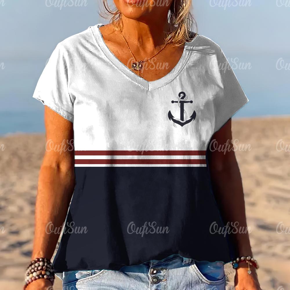 Новый стиль, женская футболка, летняя футболка с 3d принтом, полосатая женская одежда, дизайнерская футболка большого размера с коротким рукавом и v-образным вырезом, модная