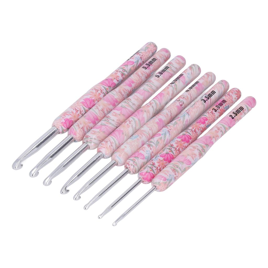 8pcs Crochet Hook Set Printing Aluminum Handcraft Colorful Crochet Hook Ergonomic Knitting Hook for Knitters for Sewing