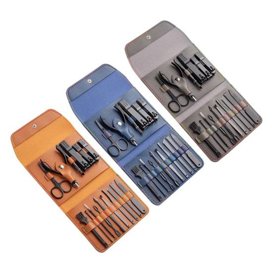 1 комплект Профессиональный набор для ухода за ногтями 16 в 1 Набор кусачек для ногтей из нержавеющей стали с чехлом из искусственной кожи Инструмент для ухода за ногтями для домашнего маникюра