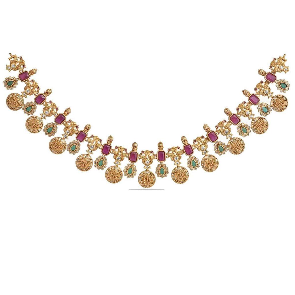 TARINIKA Antique Gold Plated Rhea Short Necklace Set