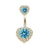 Stainless Steel Double Heart Belly Button Ring Rhinestone Body Piercing Jewelry  Girls