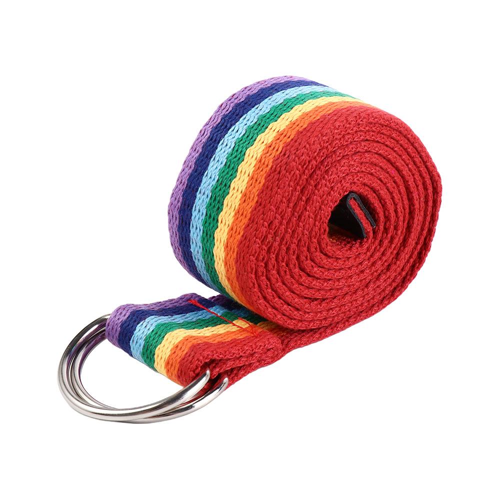 D-shaped Buckle Rainbow Canvas Belt Long Canvas Waist Belt Retro Men Belt For Jeans
