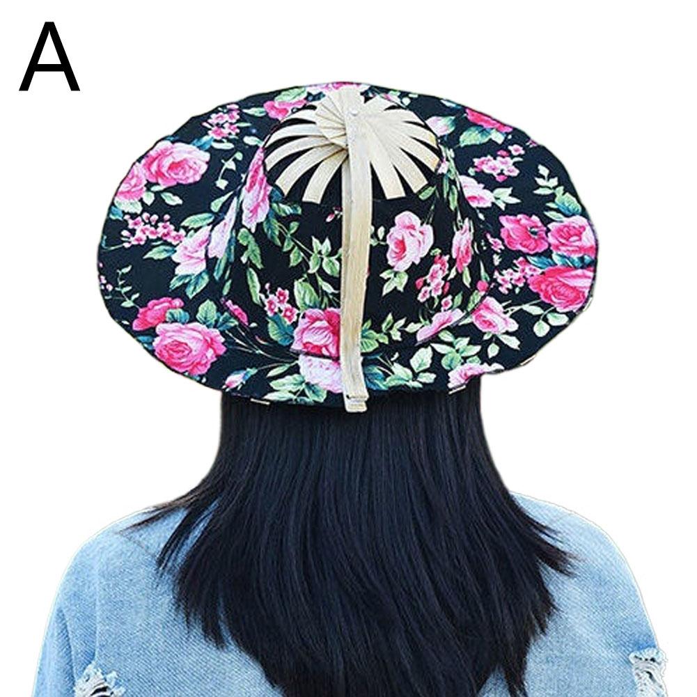New Summer Outdoor Sports Beach Sun Shading Fashion Bamboo Fan Hat Foldable Bamboo Multifunctional Tourism Fan Hat Decoration