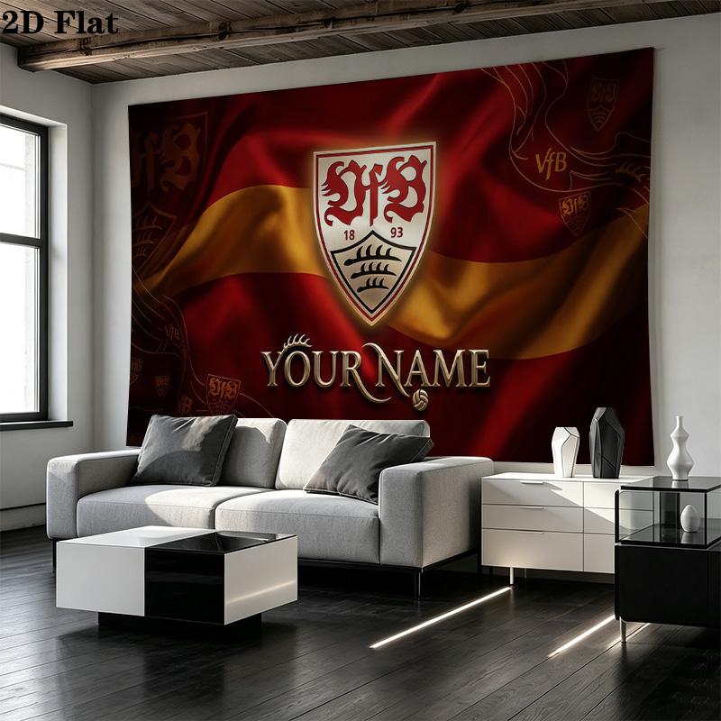 Custom Name VfB Stuttgart Printed Tapestry – Wall Hanging for Bedrooms, Dorms, and Home Decor