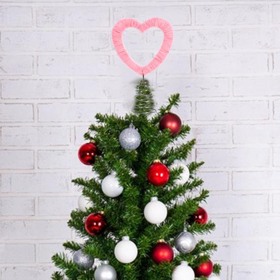 Valentine's Day Tree Topper Velvet Twist Heart Treetop Ornament Romantic Pink Heart Decoration for Home Wedding Christmas Party Supplies