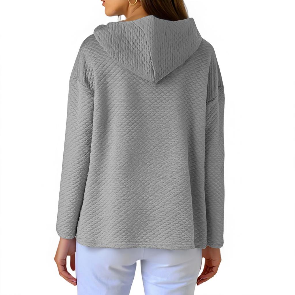 Женский свободный модный кардиган с длинным рукавом и капюшоном, куртка-толстовка в клетку и однотонная