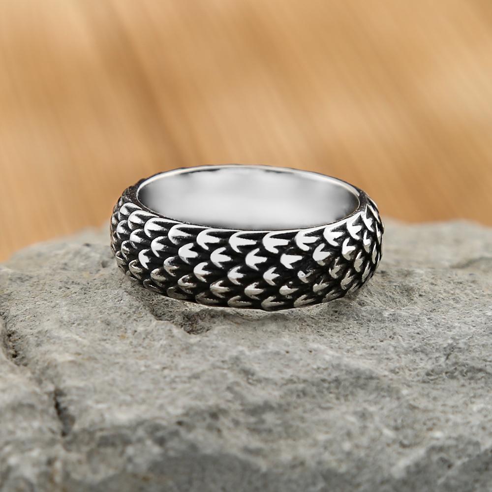 Готический Винтажный Норвежский Викинг Кольца Дракона Чешуи Для Мужчин Женщин Мода Простой Амулет Из Нержавеющей Стали Ювелирные Изделия Подарки Дропшиппинг